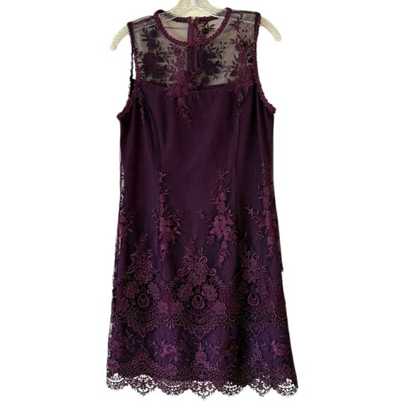Nannette Lepore Women's Lace Sleeveless Sheath Dress Wine Size 6 - Picture 6 of 7